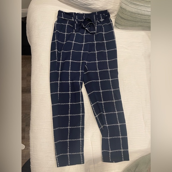 Express Plaid Ankle High Rise Work Pants - Picture 1 of 3